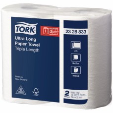 Tork Ultra Long Paper Towel Triple Length (Kitchen Towel) - 2 Ply White - 156 Sheets - 8/Ctn (23 28 833)